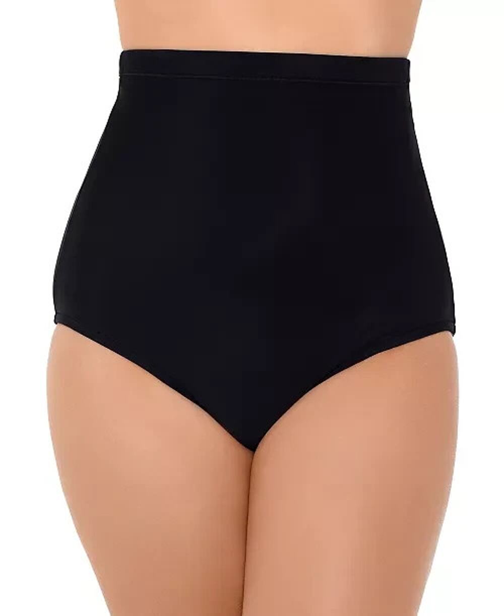 Swim Solutions Ultra High-Waist Swim Bottoms, Black, Size 10 3547
